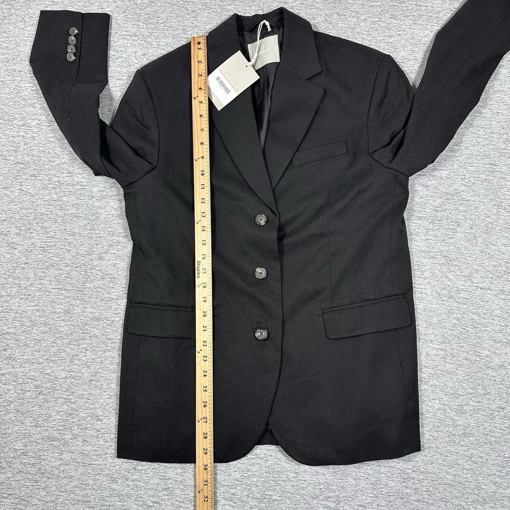 Everlane Blazer Jacket Womens Size 6 Black Oversized Three Button City NEW
